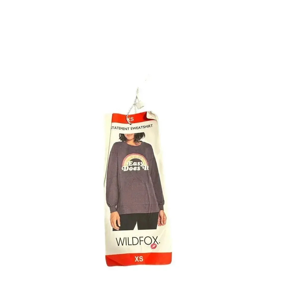 Wildfox Rainbow Lightweight Pullover Size XS Oversized Tunic NWT Crewneck - Picture 5 of 7